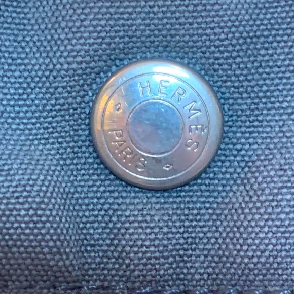 Hermes Small PM Canvas Tote/ Hand Bag Fourre-tote, Gray & Black - Picture 2 of 15